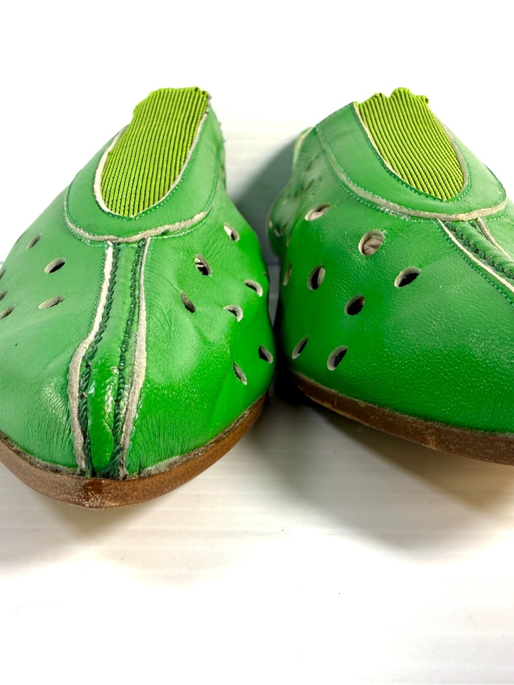 Green Perforated Slip-On Women's Loafers - Picture 8 of 12